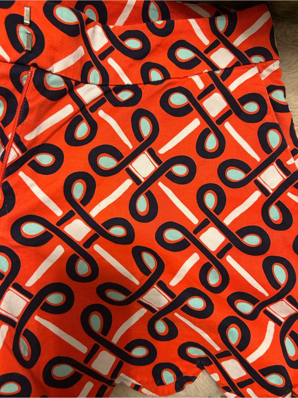 crown & ivy Orange Geometric Print Stretch Shorts